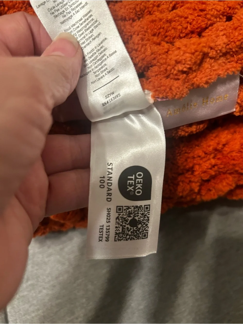 Chunky Knit Chenille Crochet Throw Blanket - Rust Orange